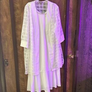 Elegant White Midi Dress with Sheer Overlay